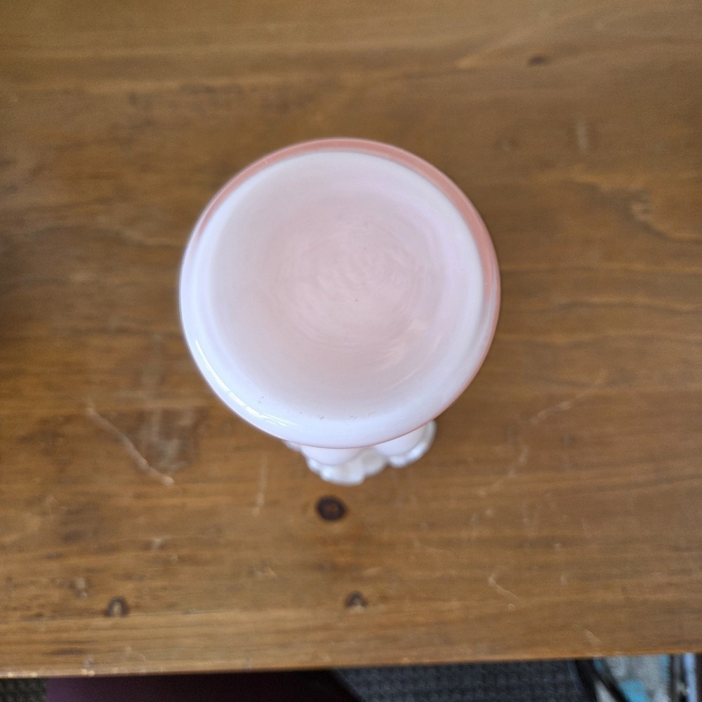 Fenton Ruffled Edge Vase Pink Melon Color Vintage Cased Overlay ~8.5" - Picture 6 of 7